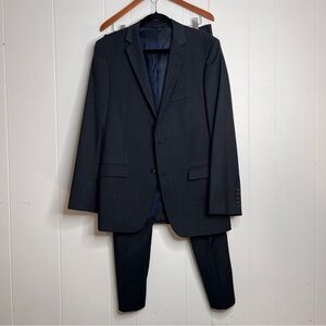 Ralph Lauren 2-Piece Dark Gray/Blue 100% Wool 2 Button 40R 36x32 Flaws
